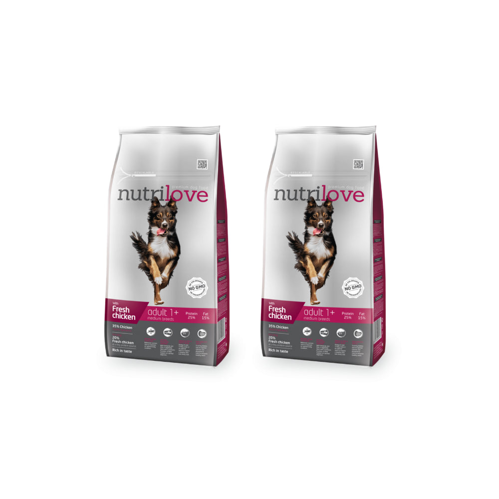Pakiet Nutrilove Chicken Adult Kurczak Karma Dla Dorosłych Psów Średnich Ras 2 x 8 kg