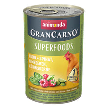 Animonda GranCarno Superfoods Kurczak, Szpinak, Maliny, Pestki Dyni 400 g