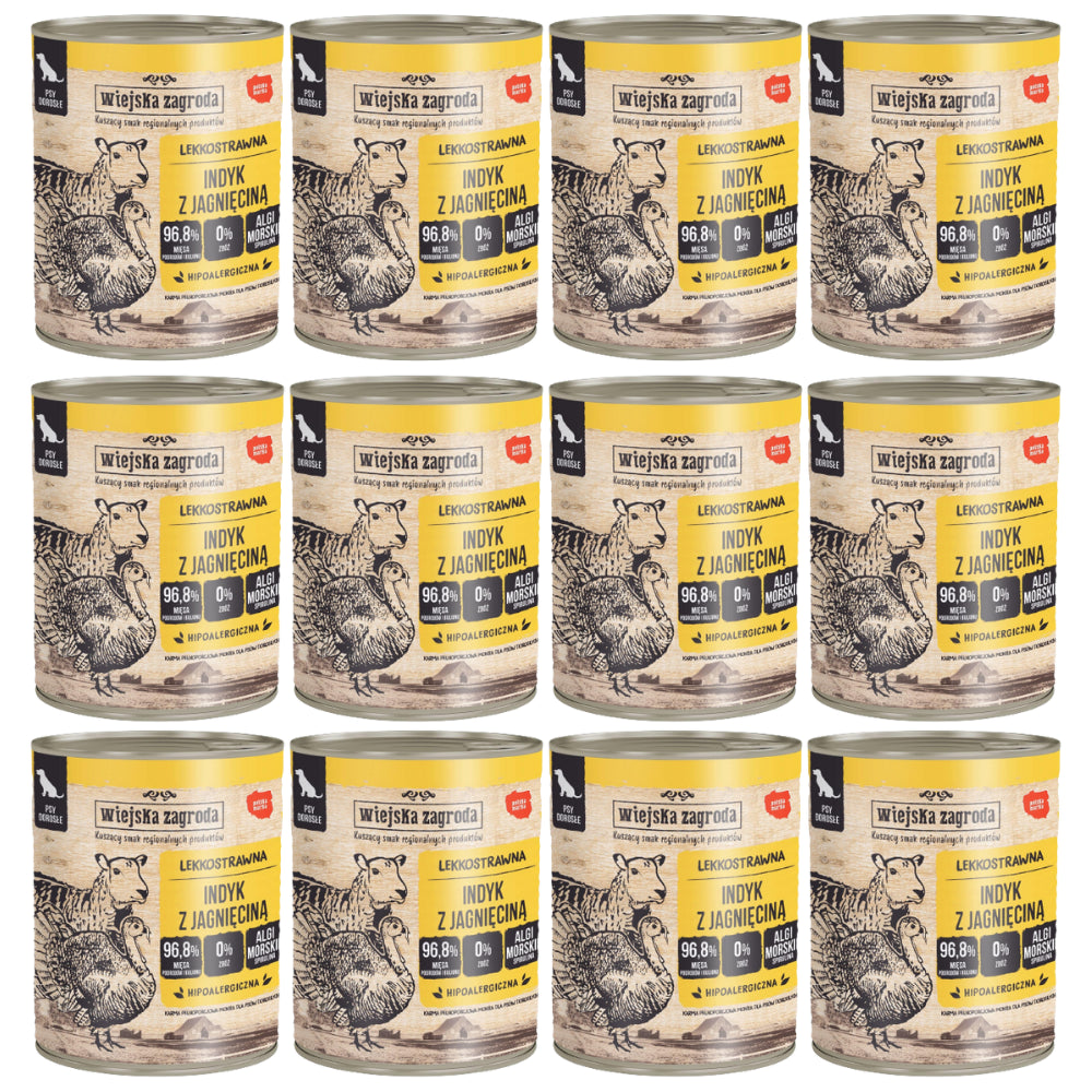 Pakiet Wiejska Zagroda Indyk z Jagnięciną 12 x 800 g