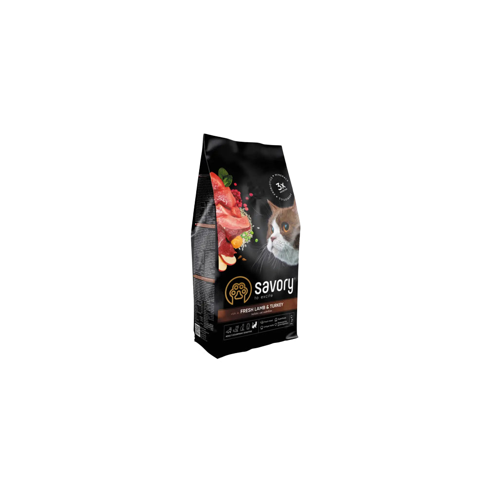 Savory Adult Cat Sensitive Digestion Fresh Lamb&Turkey Karma Sucha Dla Dorosłych Kotów z Jagnięciną i Indykiem 2 kg