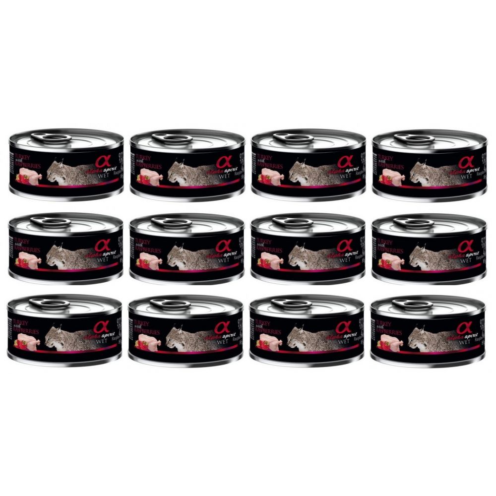 Alpha Spirit Indyk z malinami 12 x 85 g