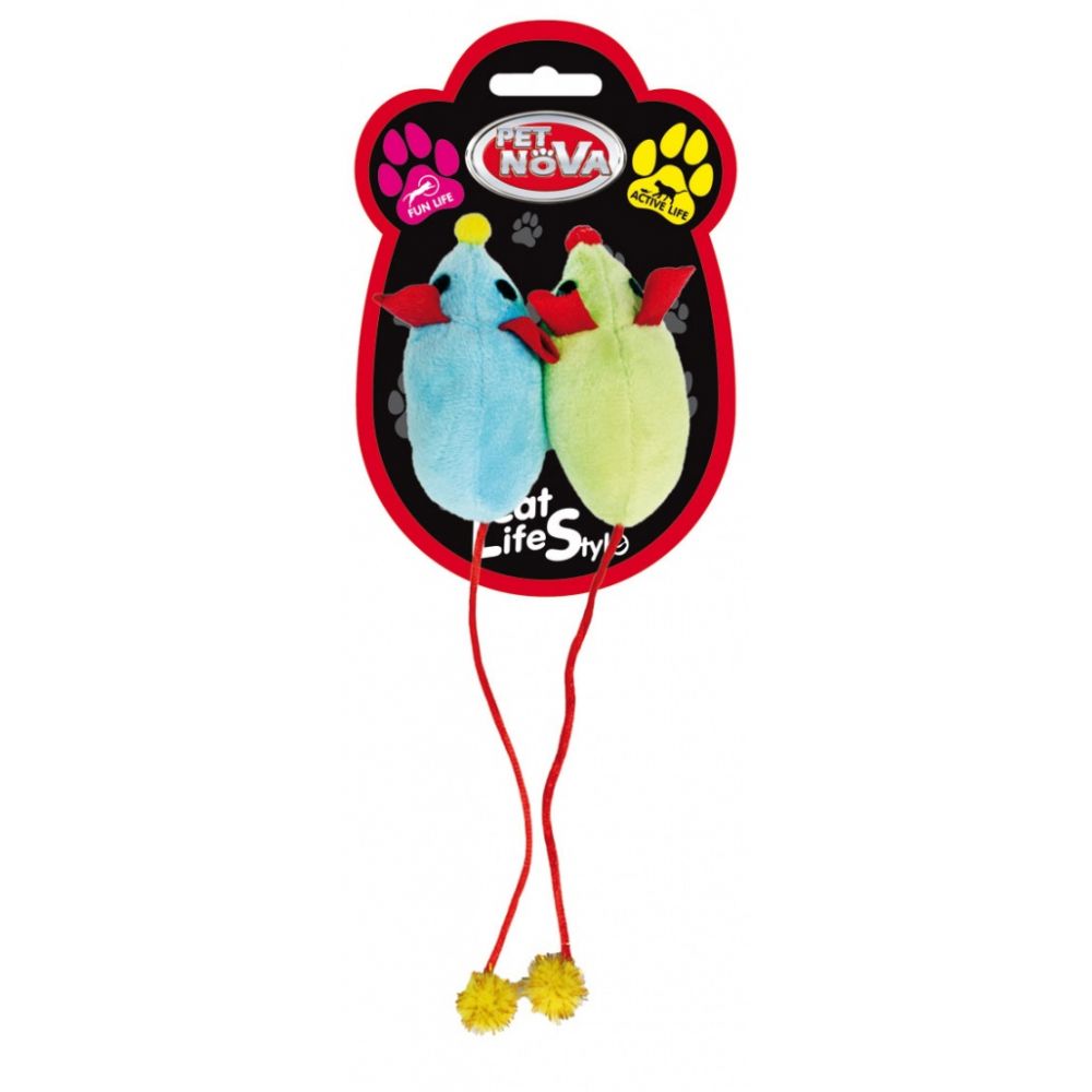 Pet Nova Cat Life Style Zabawka dla Kota Zestaw 2 Myszki Pluszowe w Wymiarach 8 x 4 cm