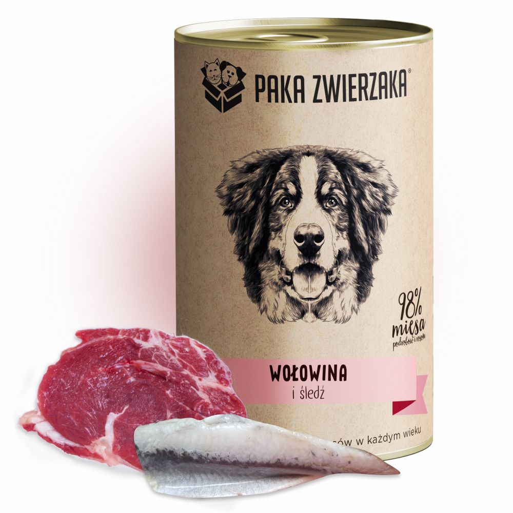Paka Zwierzaka Mokra Karma Dla Psa Wołowina i Śledź 400 g