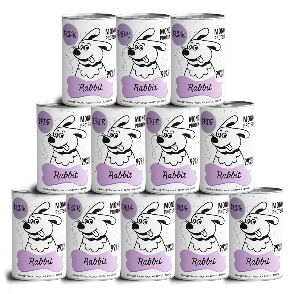 Pakiet Paka Zwierzaka Pepe Monoproteinowa Karma Dla Psa Królik 12 x 400 g