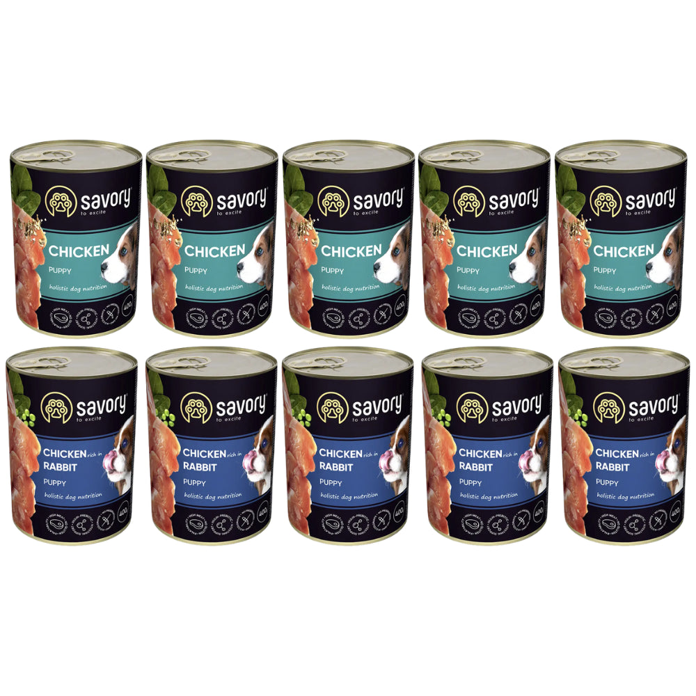Pakiet Savory Dog Puppy Mix Smaków Mokra Karma Dla Szczeniąt 10 x 400 g