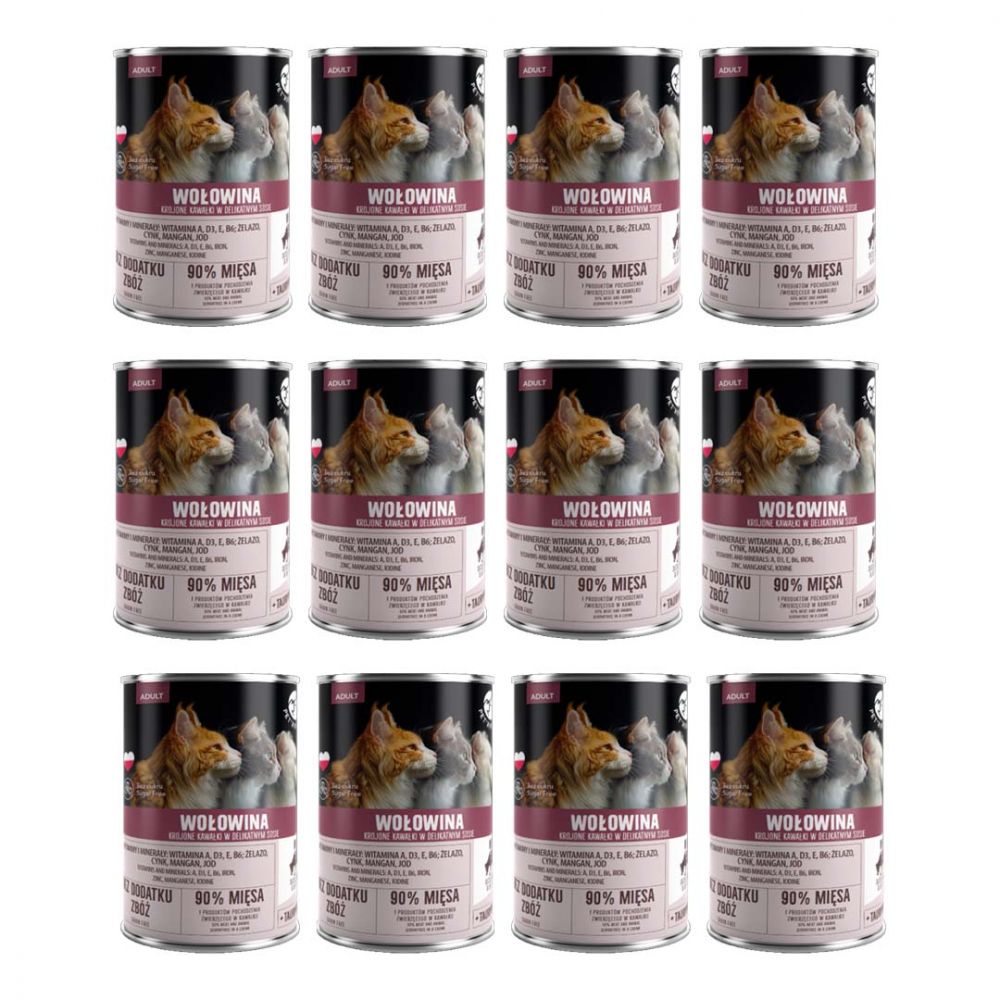 Pakiet PetRepublic Mokra Karma Dla Kotów Wszystkich Ras Z Kawałkami Wołowiny W Sosie 12 x 400 g