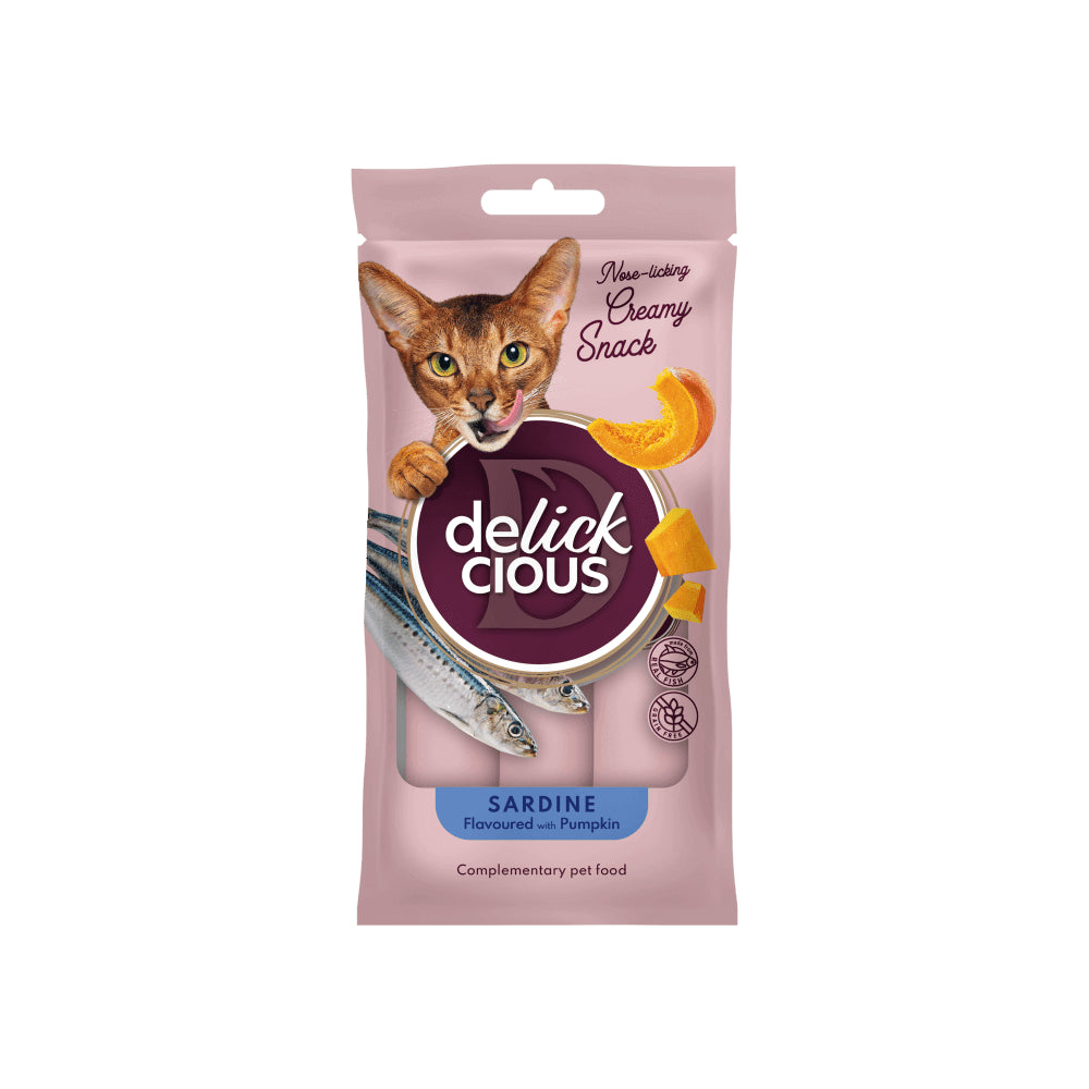 Delickcious Kremowe przysmaki Sardynka z dynią 4x15g dla kotów