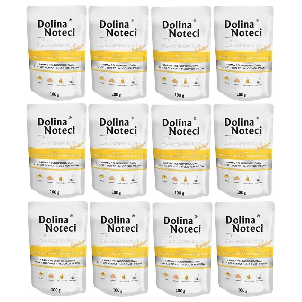 Pakiet Dolina Noteci Premium Bogata w Żołądki Kurczaka i Wątróbkę Cielęcą Junior 12 x 100 g