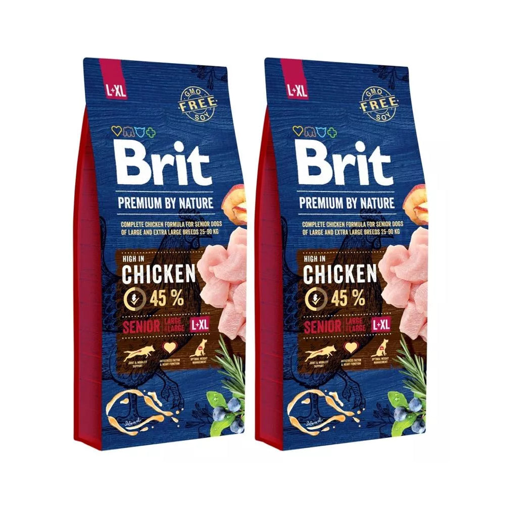 Pakiet Brit Premium By Nature Kurczak Senior Karma Dla Psów Starszych Dużych I Bardzo Dużych Ras L+XL 2 x 15 kg