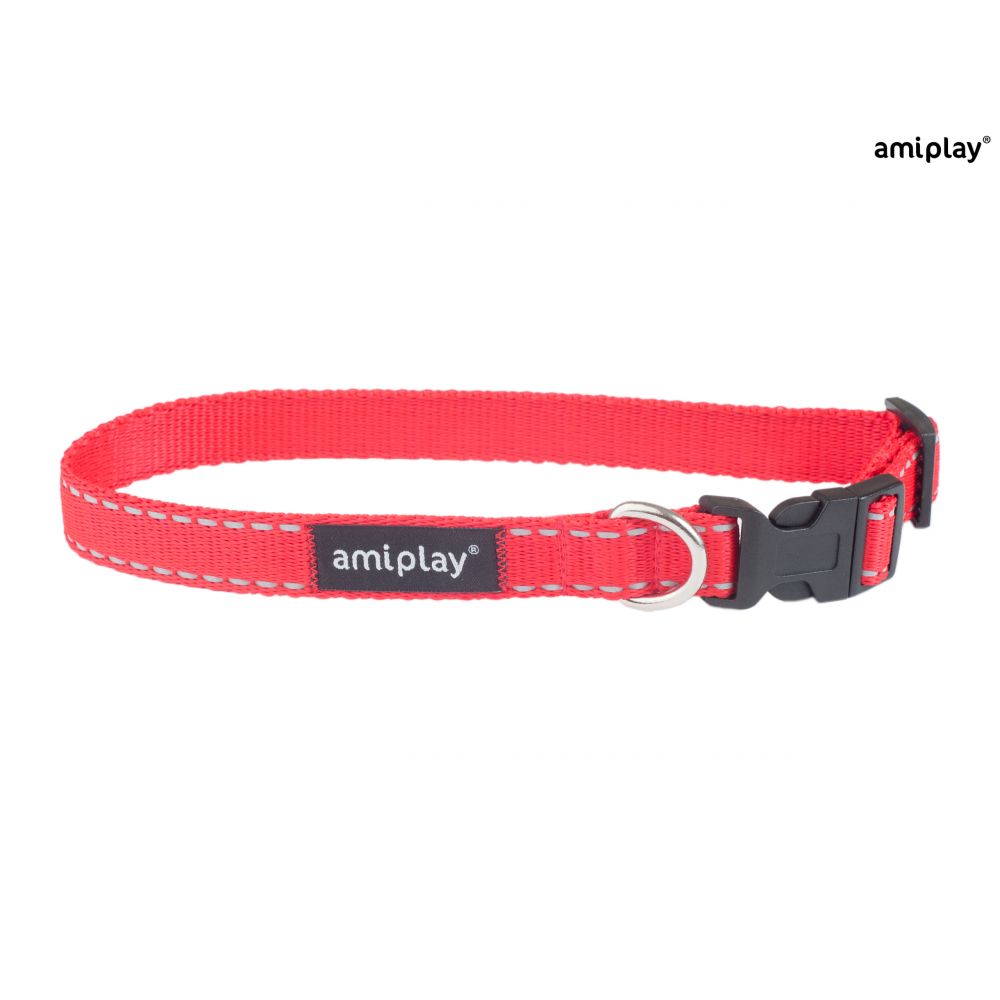 AmiPlay Obroża Regulowana Reflective Czerwona Rozmiar M