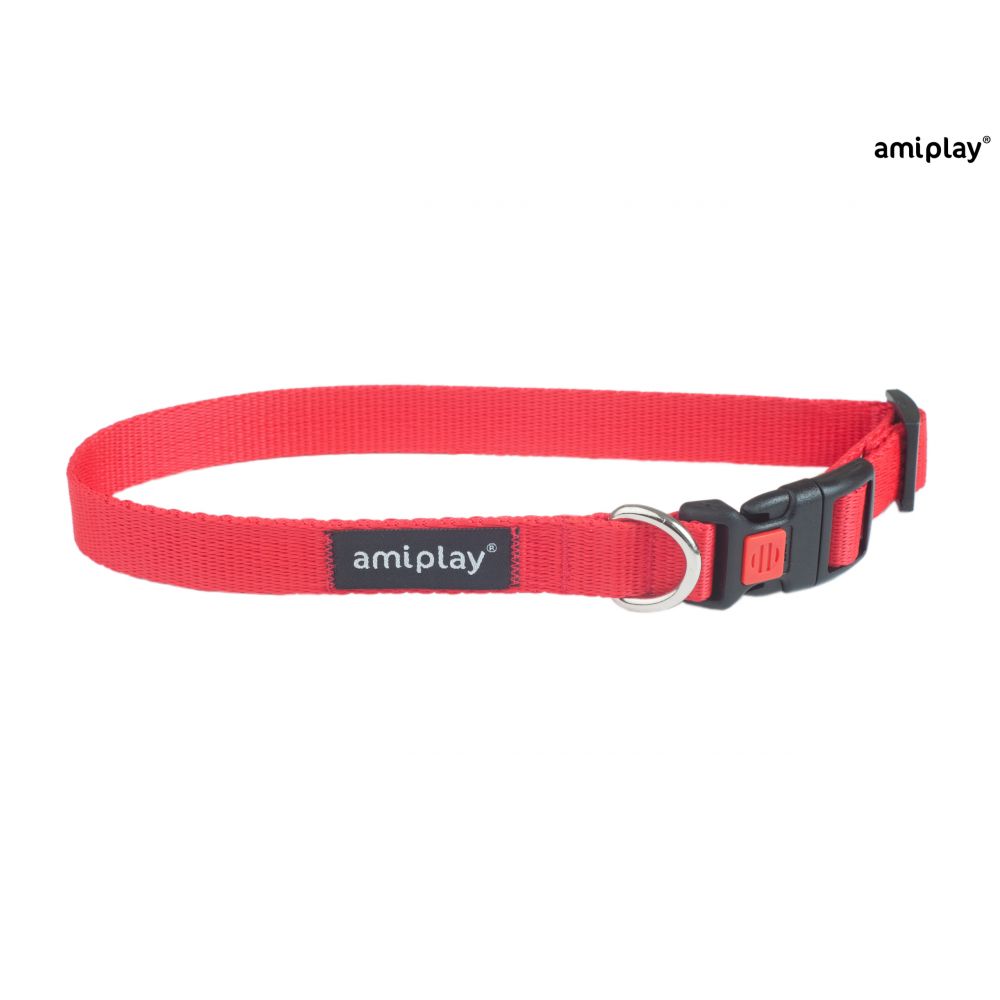 AmiPlay Obroża Regulowana Z Blokadą Basic Czerwona Rozmiar M