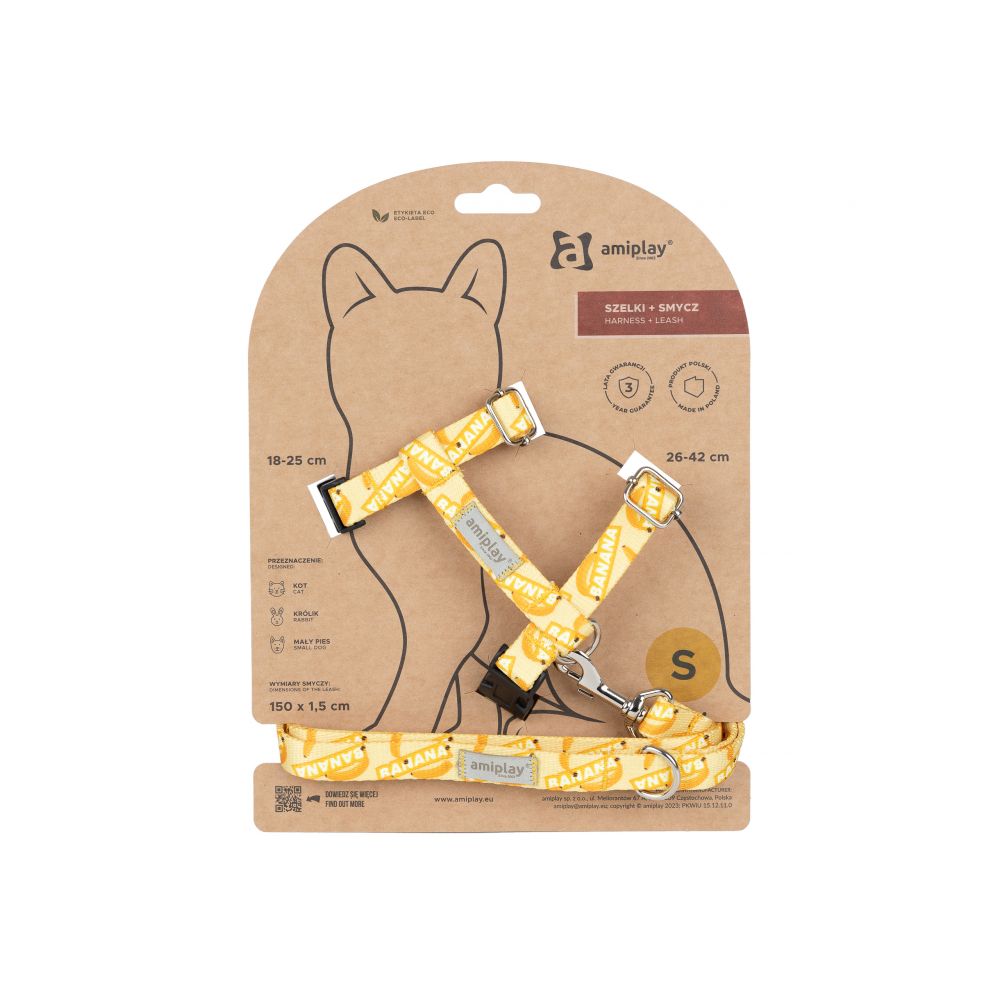 Amiplay Szelki+Smycz Dla Kota Banana Rozmiar S