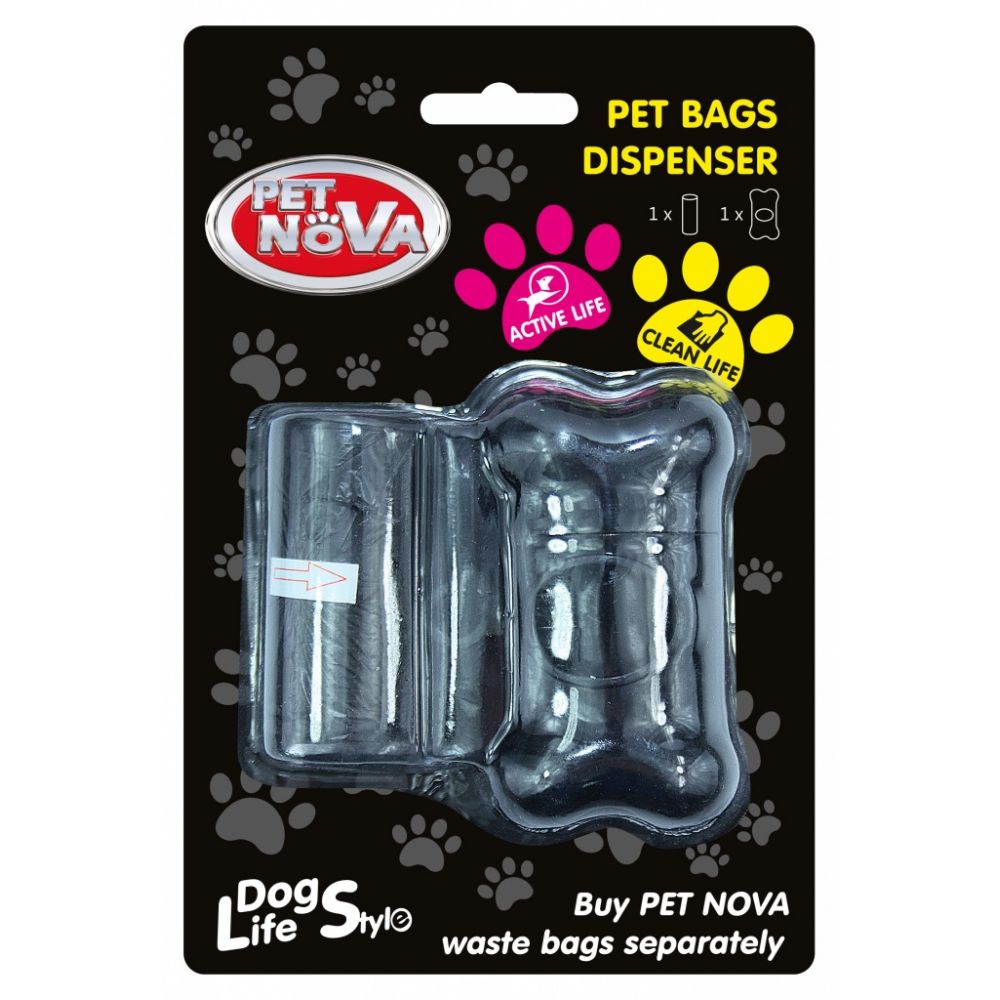 Pet Nova Dog Life Style Dyspenser Czarny na Worki Oraz Jedna Rolka 20 Sztuk