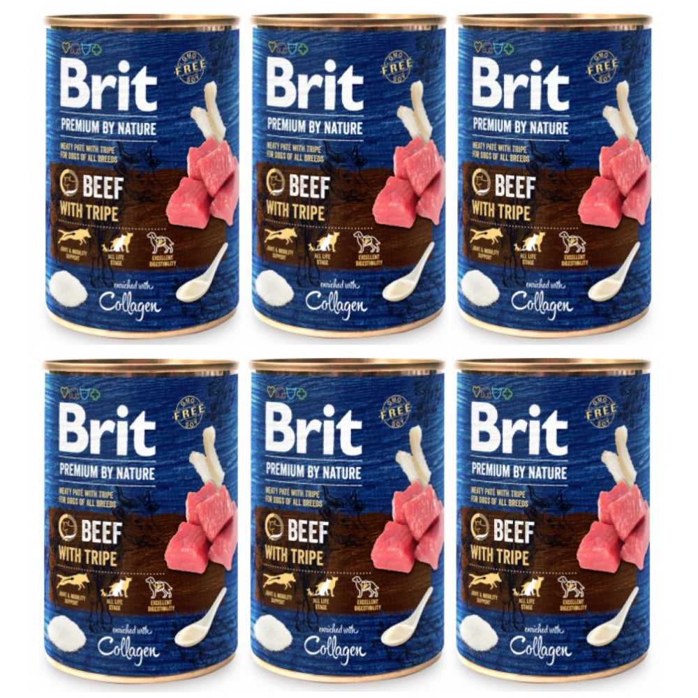 Pakiet Brit Premium By Nature Beef with Tripe Wołowina Flaczki Pasztet Dla Psa 6 x 800 g