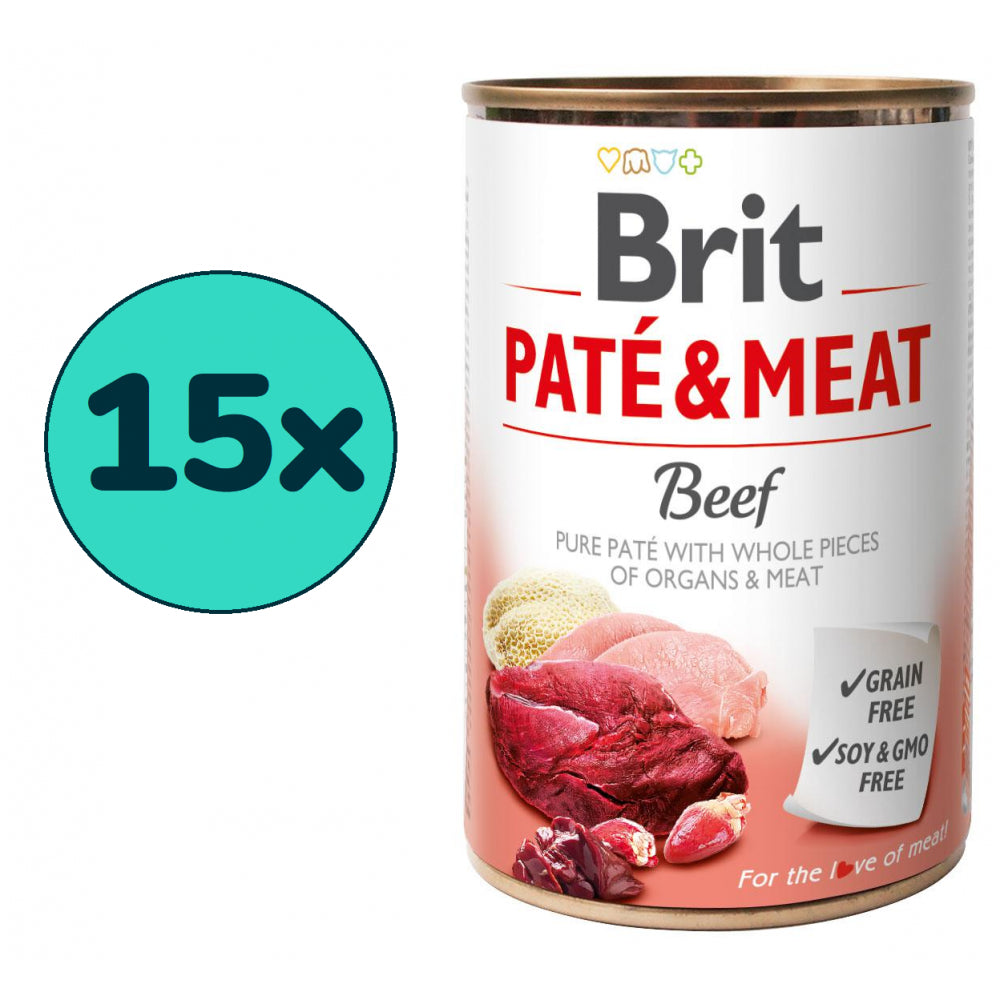 Pakiet Brit Pate&Meat Beef z Wołowiną 15 x 400 g