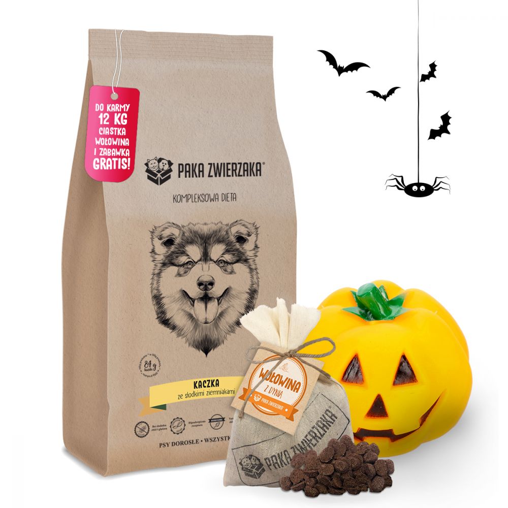 Pakiet Paka Zwierzaka Bezzbożowa Karma Dla Psa Kaczka Słodkie Ziemniaki 12 kg + Zabawka, Przysmak GRATIS!