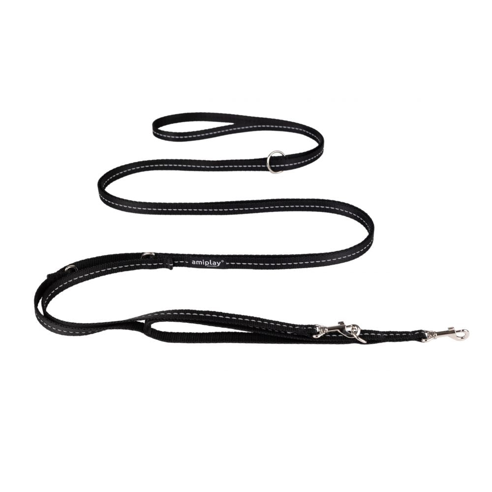 Amiplay Reflective Smycz Regulowana 8in1 Rozmiar S 200-400 x 1 cm Czarna