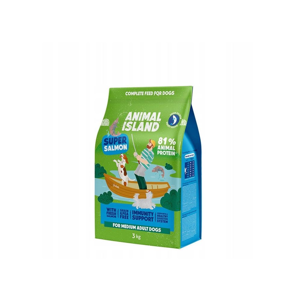 Animal Island sucha Karma Dla Dorosłych Psów Średnich Ras z Łososiem 3 kg