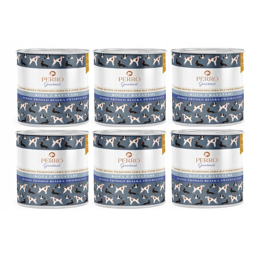 Zestaw PERRO Gourmet Koza z batatami 6x800g monobiałkowa karma dla psów dorosłych
