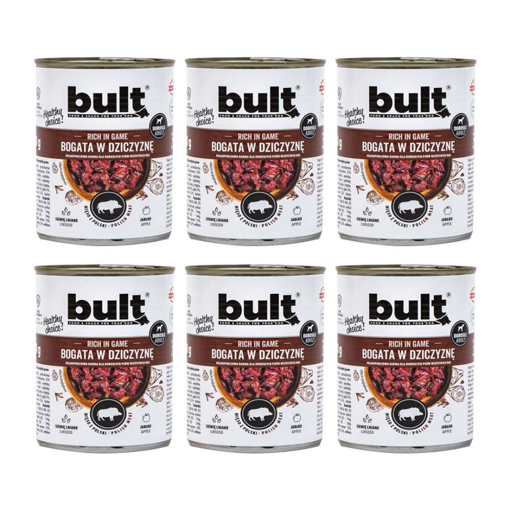 Pakiet Bult Karma Mokra Dla Dorosłych Psów Bogata w Dziczyznę 6 x 800 g