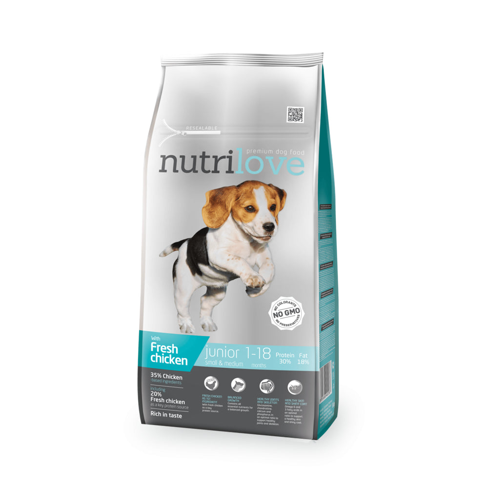 Nutrilove Junior Karma Z Kurczakiem Dla Psów Małych I Średnich Ras 1 - 18 Miesięcy 1,6 kg