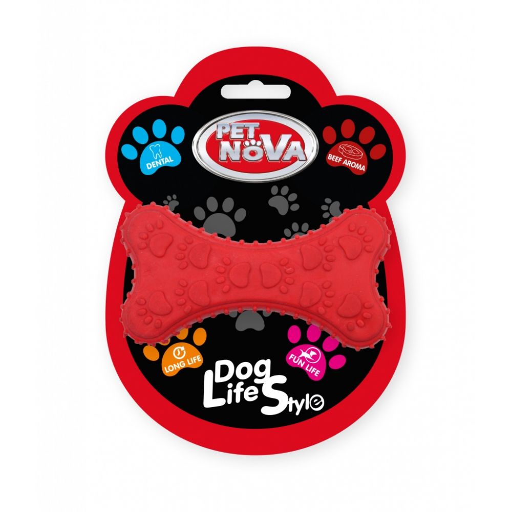 Pet Nova Dog Life Style Kość Gryzak Czerwony o Zapachu Wołowiny 10,5 cm