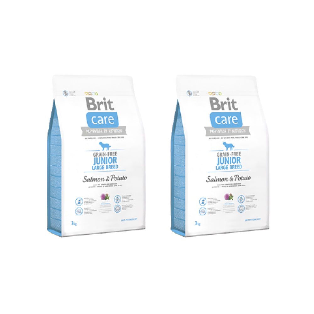 Pakiet Brit Care Grain-Free Bezzbożowa Salmon & Potato Łosoś Junior Large Breed Karma Dla Szczeniąt Dużych Ras 2 x 3 kg