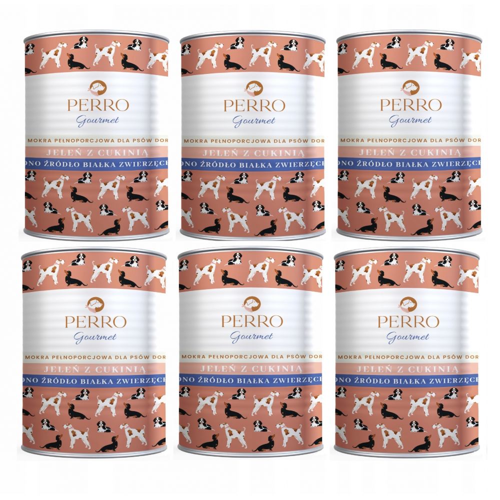 Pakiet PERRO Gourmet Jeleń z cukinią 6x400g monobiałkowa karma dla psów dorosłych