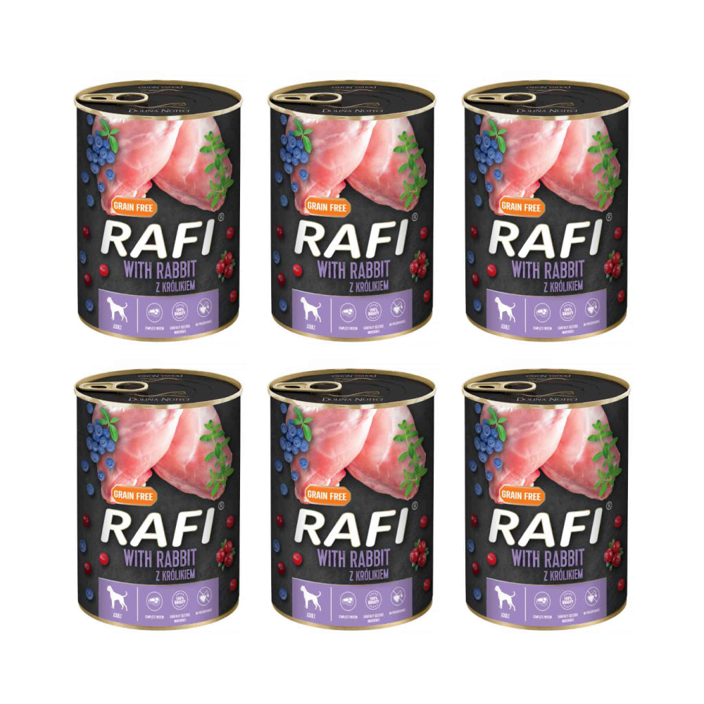 Pakiet Rafi Mokra Karma Dla Psa Królik, Borówka, Żurawina 6 x 400 g