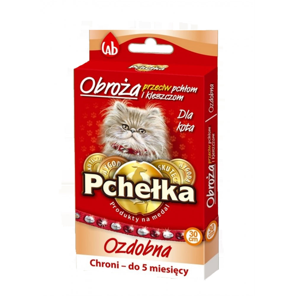 Pchełka Obroża Przeciw Ektopasożytom Wysadzana Kamieniami Dla Kota 30 cm