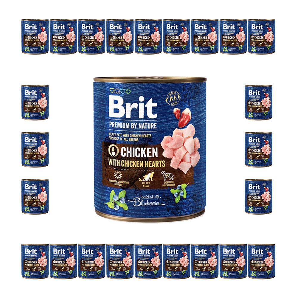 Pakiet Brit Premium By Nature Chicken with Chicken Hearts Kurczak Serca z Kurczaka Mokra Karma Dla Psa 24 x 800 g