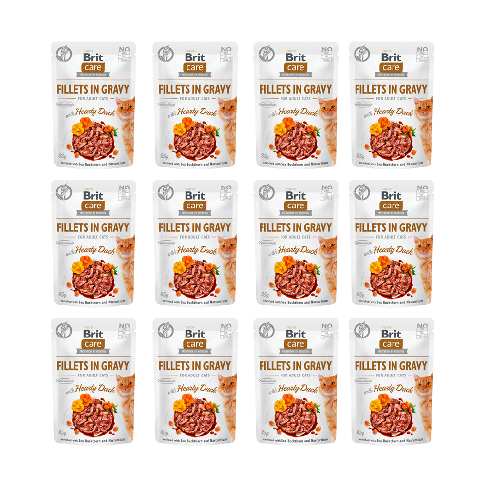 Pakiet Brit Care Cat Fillets In Gravy Hearty Duck Fileciki Z Kaczki W Sosie 12 x 85 g