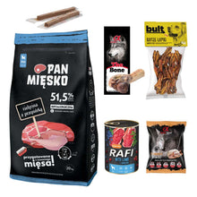 Pakiet Pan Mięsko Karma Sucha Dla Szczeniąt I Młodych Psów Cielęcina Z Przepiórką Rozmiar L 20 kg + 6 GRATISÓW!