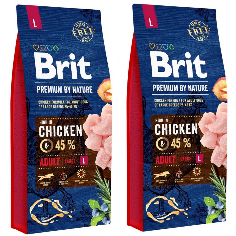Pakiet 2 worków 15 kg Brit Premium By Nature Adult Karma Dla Dorosłych Psów Dużych Ras L