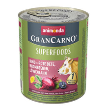 Animonda GranCarno Superfoods Wołowina, Burak, Jeżyny, Mniszek Lekarski 800 g