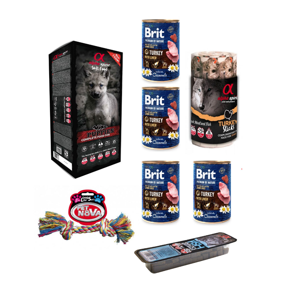 Pakiet Alpha Spirit Pełnoporcjowa Karma Sucha Miękka Puppies Szczenięta 9 kg + 7 GRATISÓW