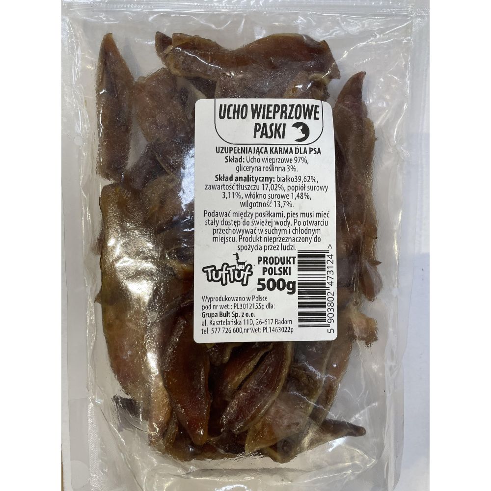 Bult Tuf Tuf Suszony Przysmak Ucho Wieprzowe Paski 500 g
