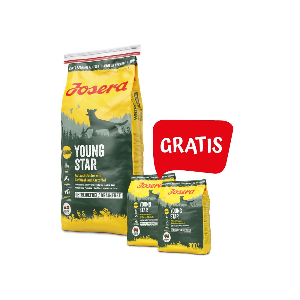 Pakiet Josera Youngstar Bezzbożowa Szczenięta 15 kg + 2 x 900 g GRATIS!