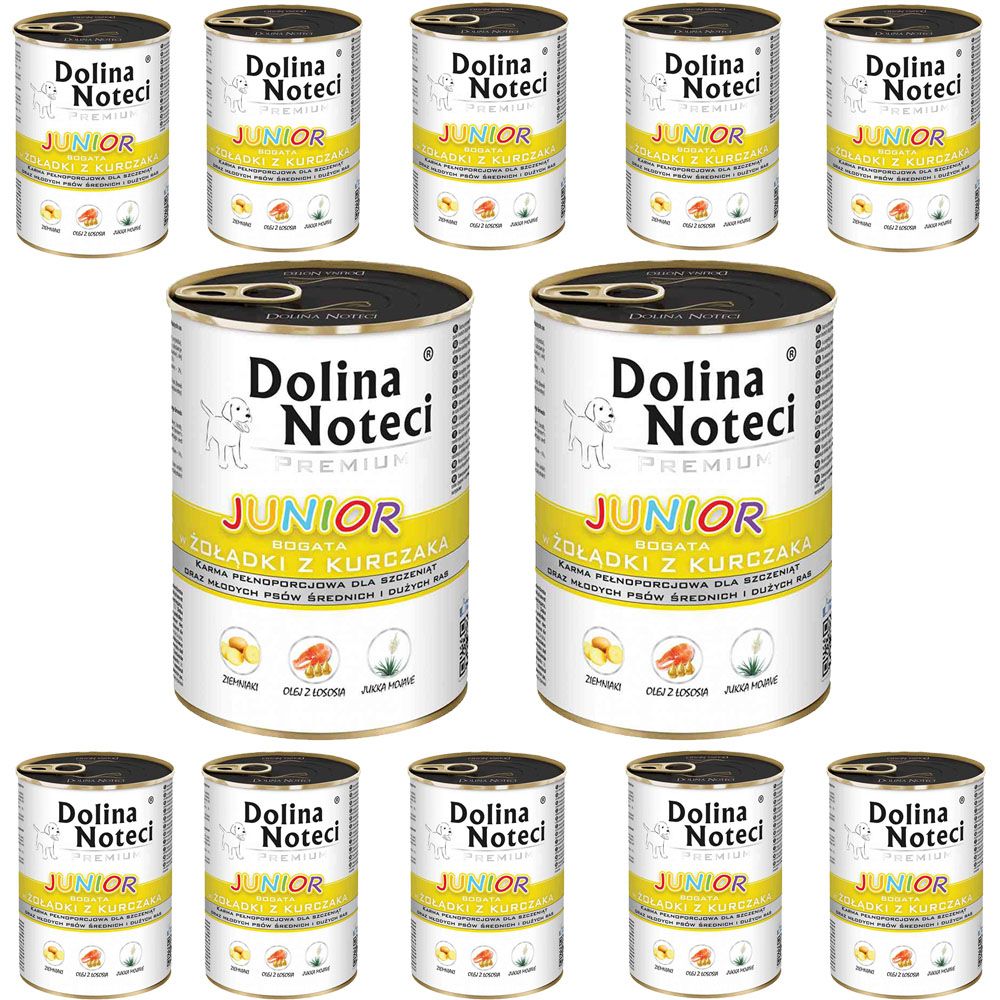 Pakiet Dolina Noteci Premium Żołądki z Kurczaka Junior 12 x 400 g