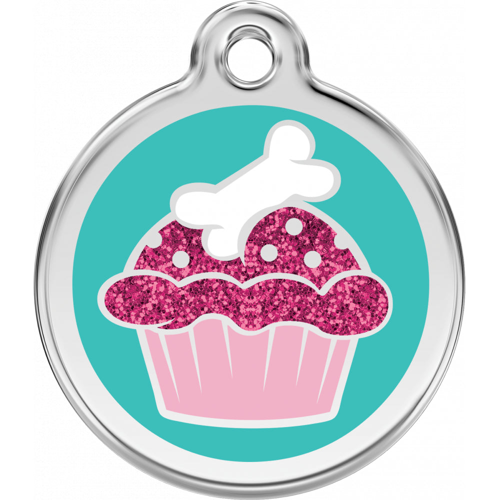 RedDingo Personalizowana Zawieszka Dla Pupila z Grawerem Brokatowa Babeczka