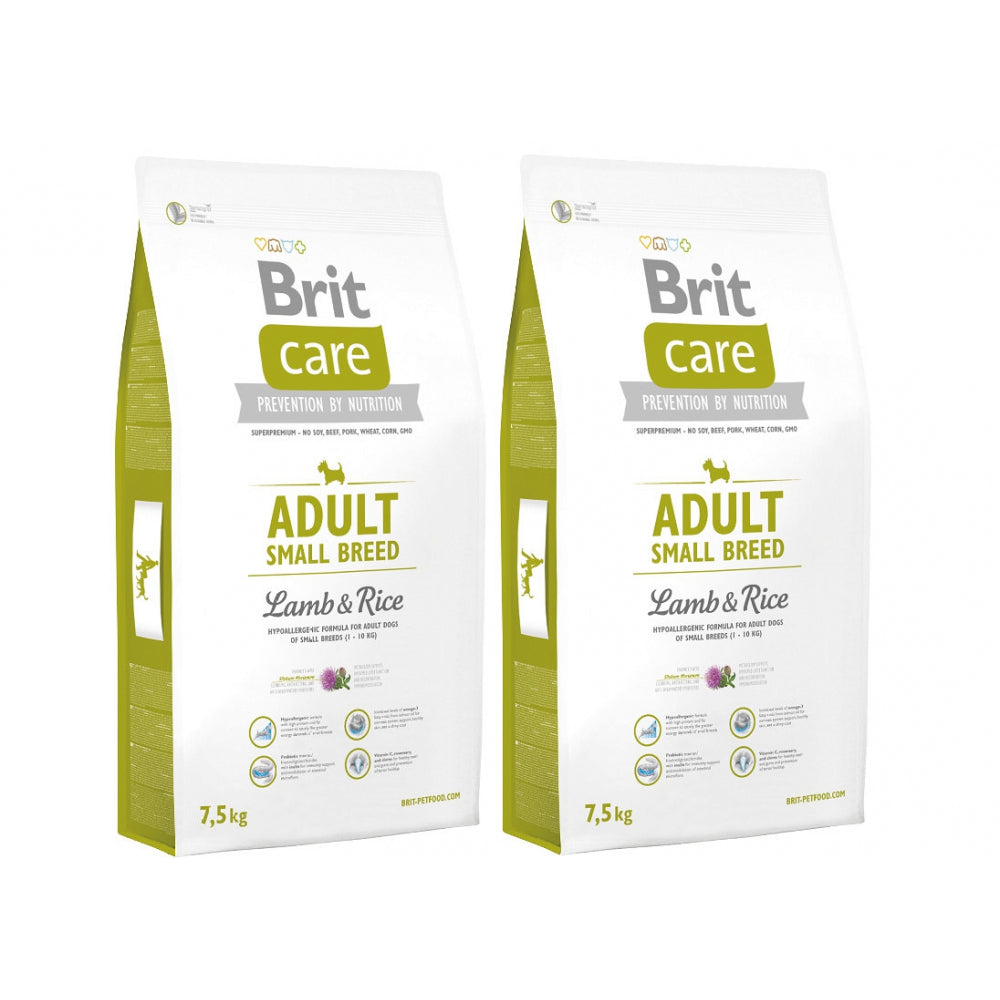 Pakiet Brit Care Lamb & Rice Jagnięcina & Ryż Adult Small Breed Karma Dorosłych Psów Małych Ras 2 x 7,5 kg