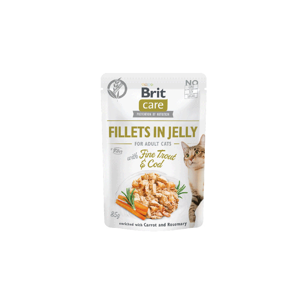 Brit Care Cat Fine Trout & Cod in Jelly Dorsz Pstrąg Mokra Karma Dla Kota 85 g