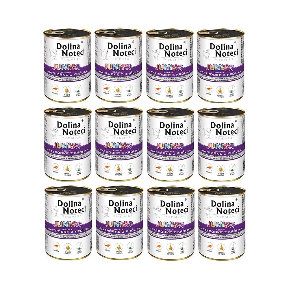 Pakiet Dolina Noteci Premium Bogata w Wątróbkę z Królika Junior 12 x 400 g