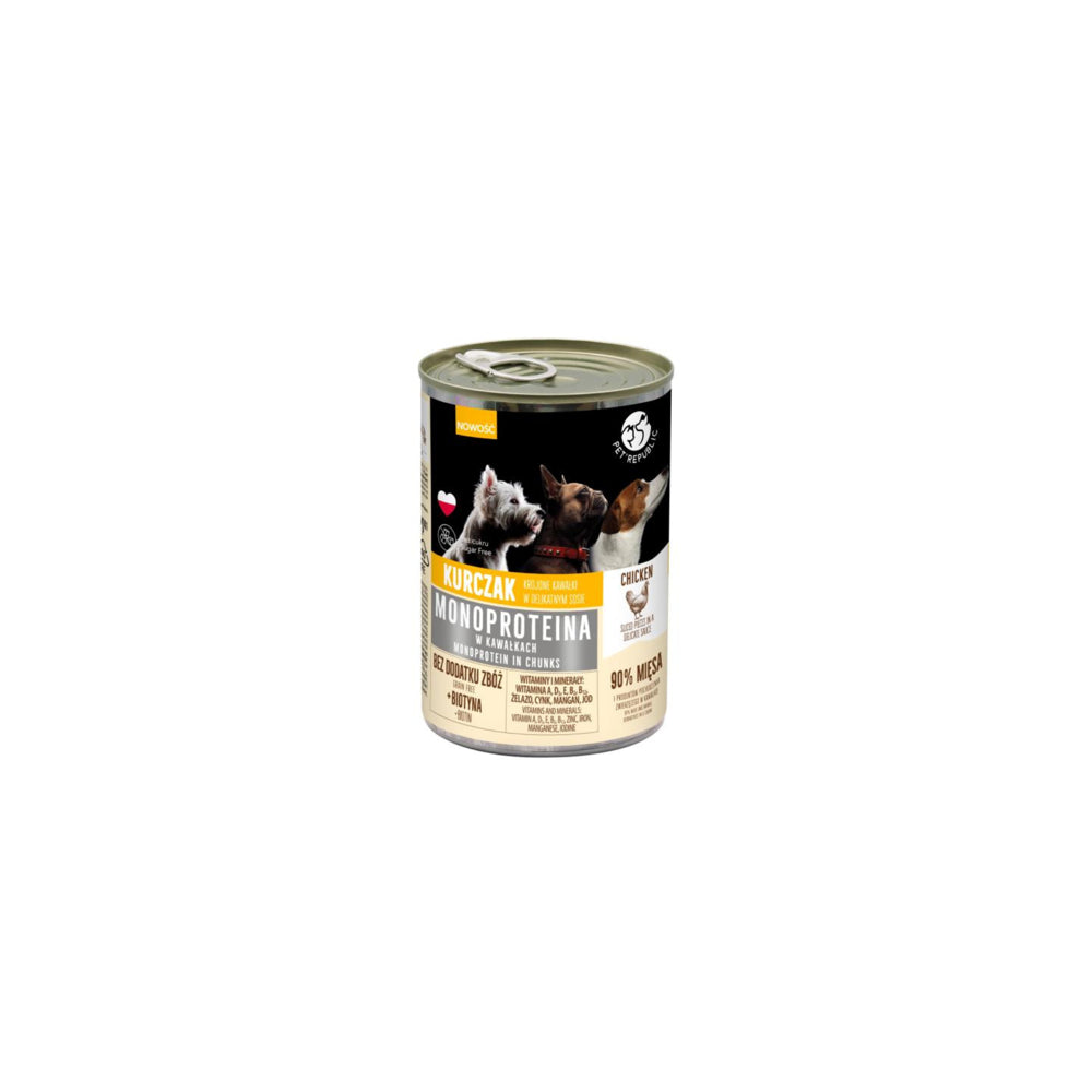 PetRepublic Monoproteinowa Mokra Karma Dla Psów Z Kawałkami Kurczaka W Sosie 400 g