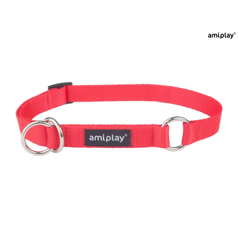 AmiPlay Obroża Półzaciskowa Basic Czerwona Rozmiar M
