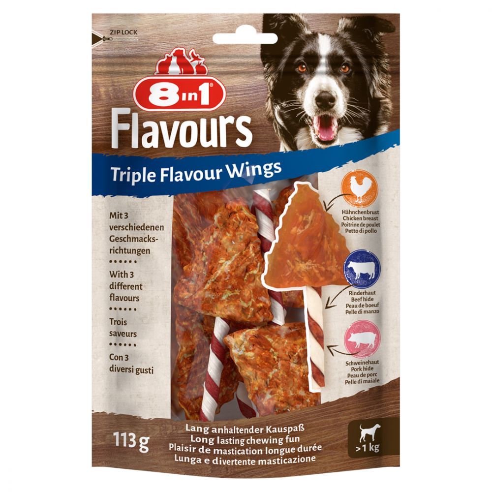 8in1 Triple Flavour Wings Przysmak Do Żucia Dla Psów 6 sztuk 113 g