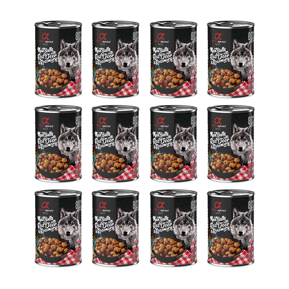 Pakiet Alpha Spirit Mięsne Klopsiki z Jeleniem i Rozmarynem 12 x 400 g