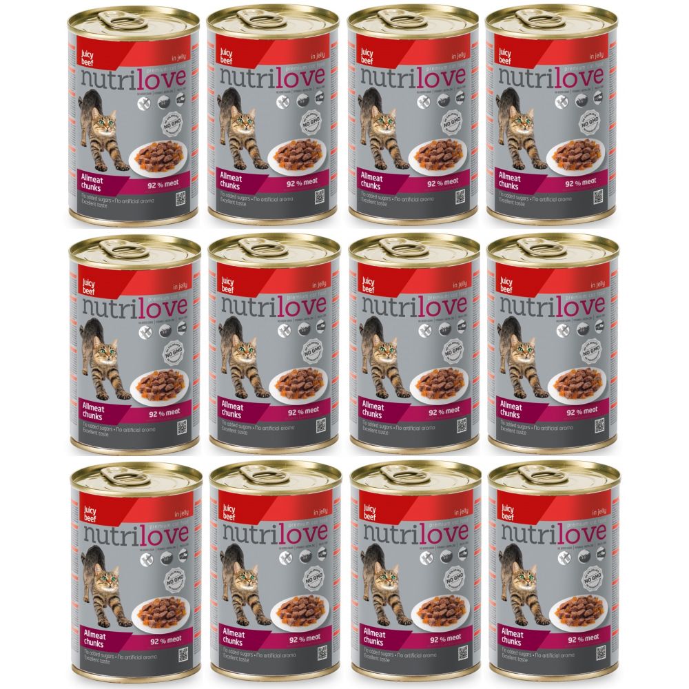 Pakiet Nutrilove Z kawałkami Wołowiny W Galaretce 12 x 400g