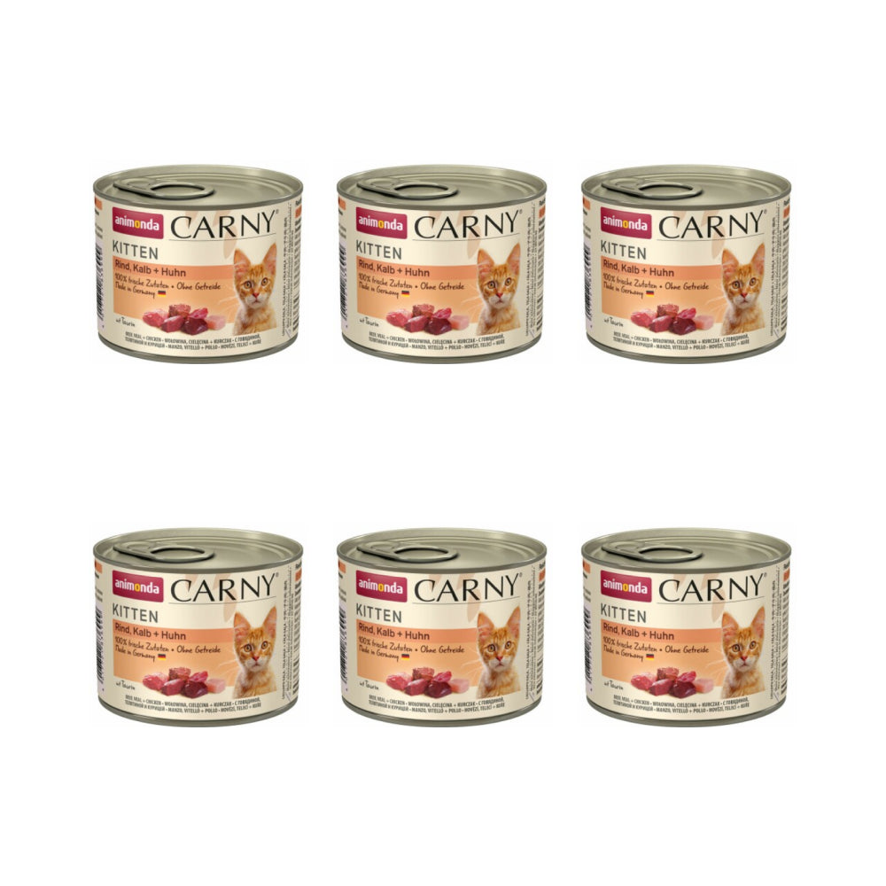 Pakiet Animonda Carny Wołowina, Cielęcina, Kurczak Kitten 6 x 200 g