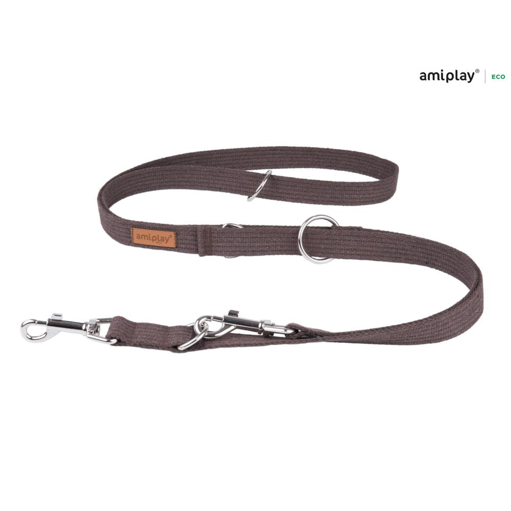 Amiplay Smycz Regulowana 6 w 1 Cotton Brązowa 100 - 200 cm Rozmiar S